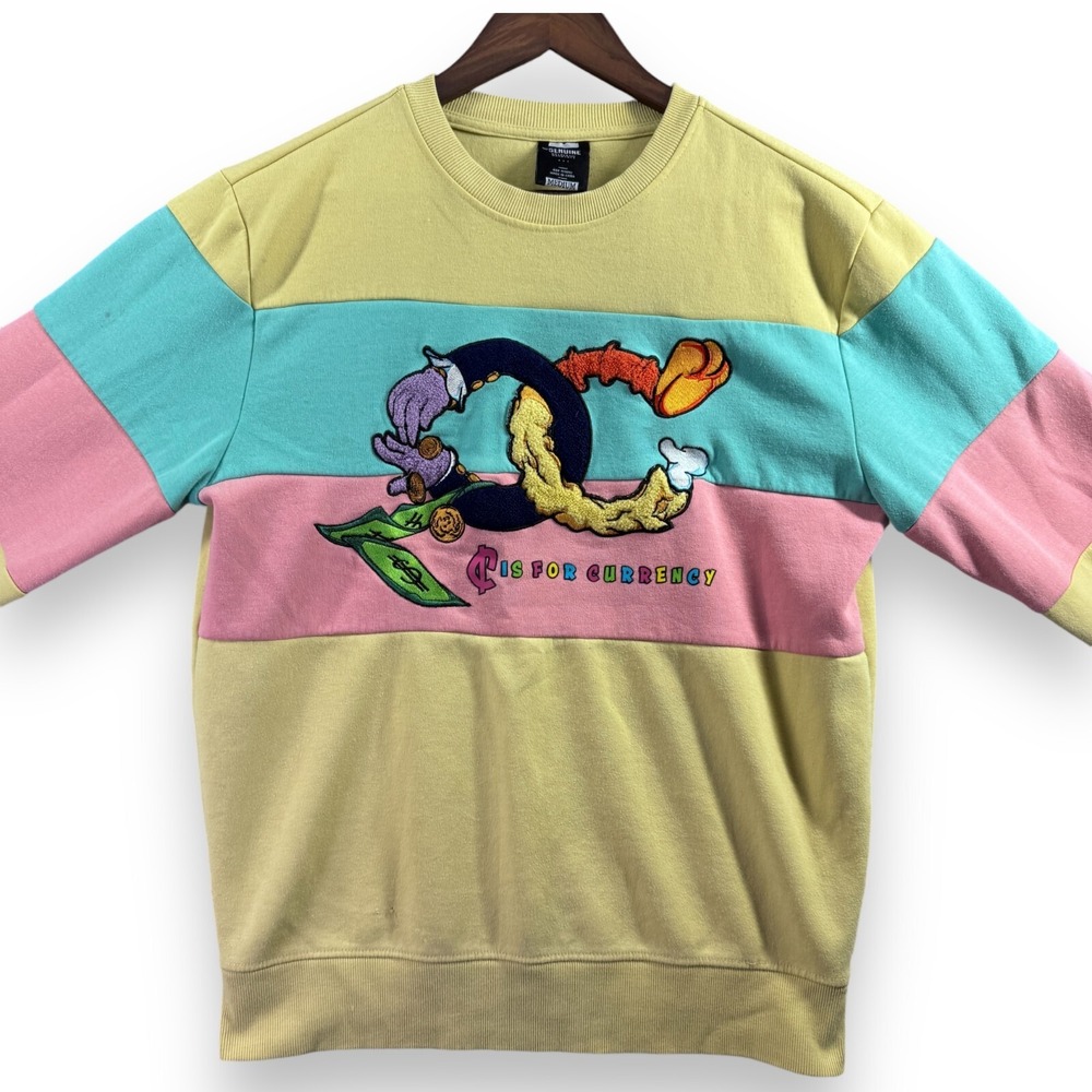 Genuine Authentic Garments Mens Medium C is for Currency Colorblock Sweatshirt